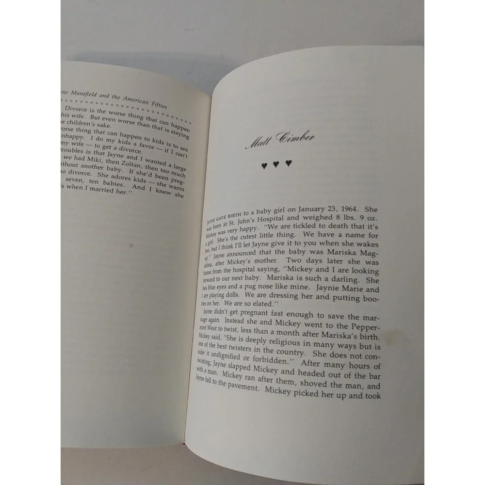 Jayne Mansfield and the American Fifties Hardcover Martha Saxton 1975 1st Ed